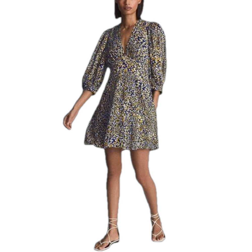 Reiss Daisy Deep V Puff Sleeve mini dress NWT from Bloomingdale’s - Picture 2 of 7